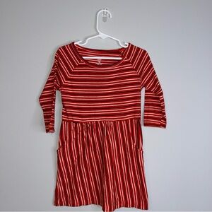 Old Navy Orange and White Striped Kids Dress XS 5